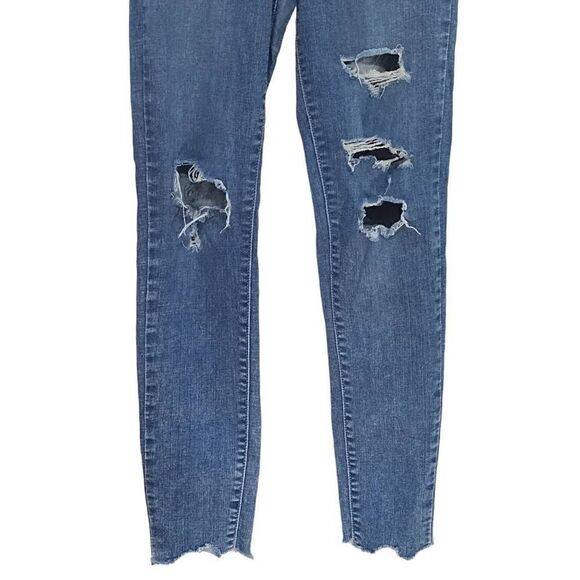 Levi's 720 High Rise Super Skinny Distressed Crop Jeans Sz 27 Blue Stretch - Picture 4 of 8